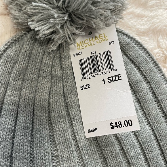Michael Kors Grey Pompom Beanie - Picture 2 of 2